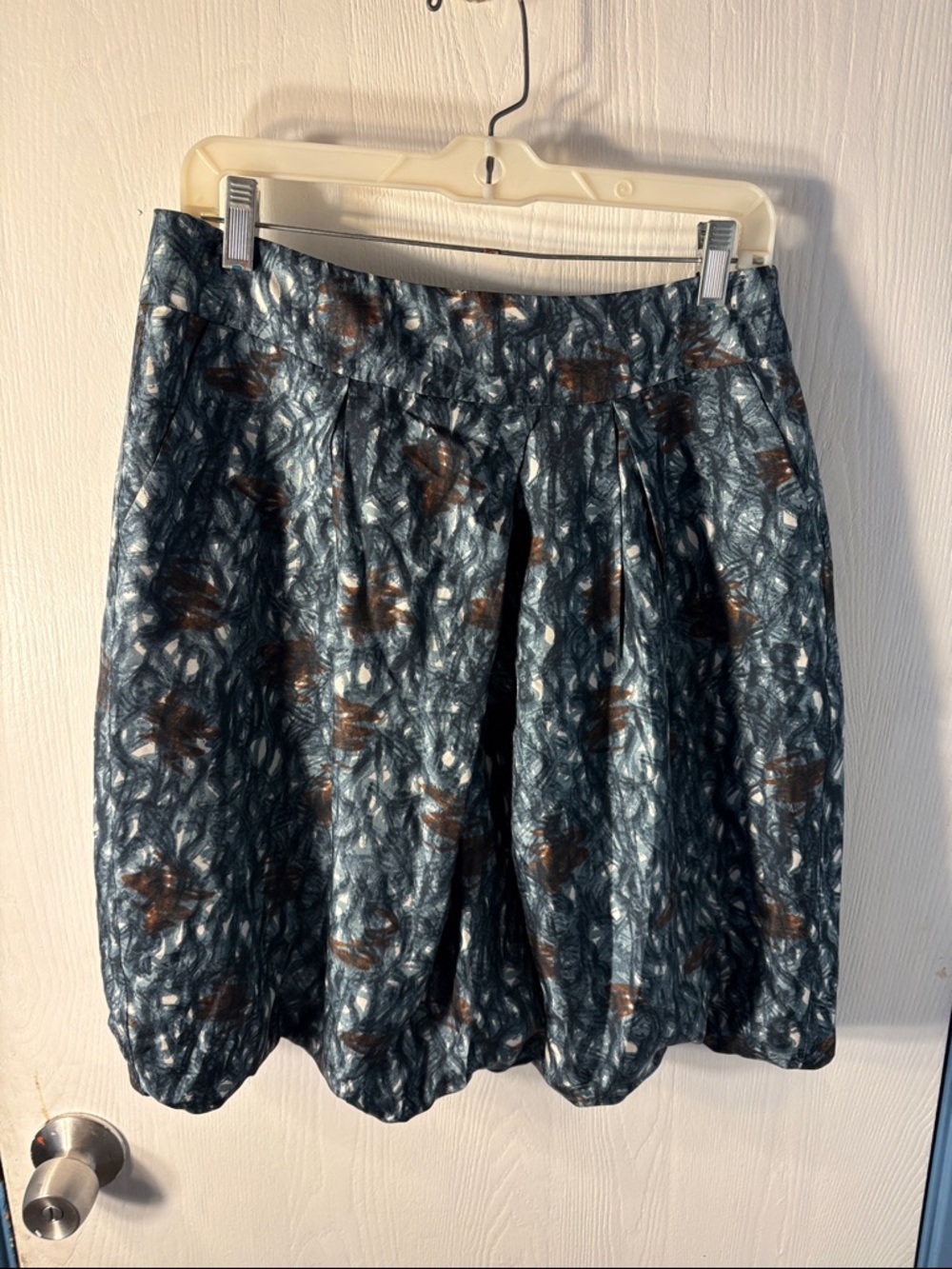 Banana Republic Blue and Brown Textured Midi Skirt